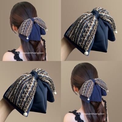 针织设计感轻奢马尾夹秋冬蝴蝶结