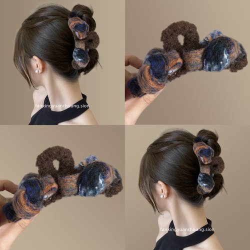 复古毛绒蝴蝶结抓夹女2025