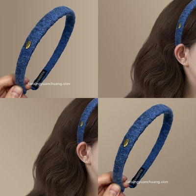 毛线缠绕头箍金标字母洗脸