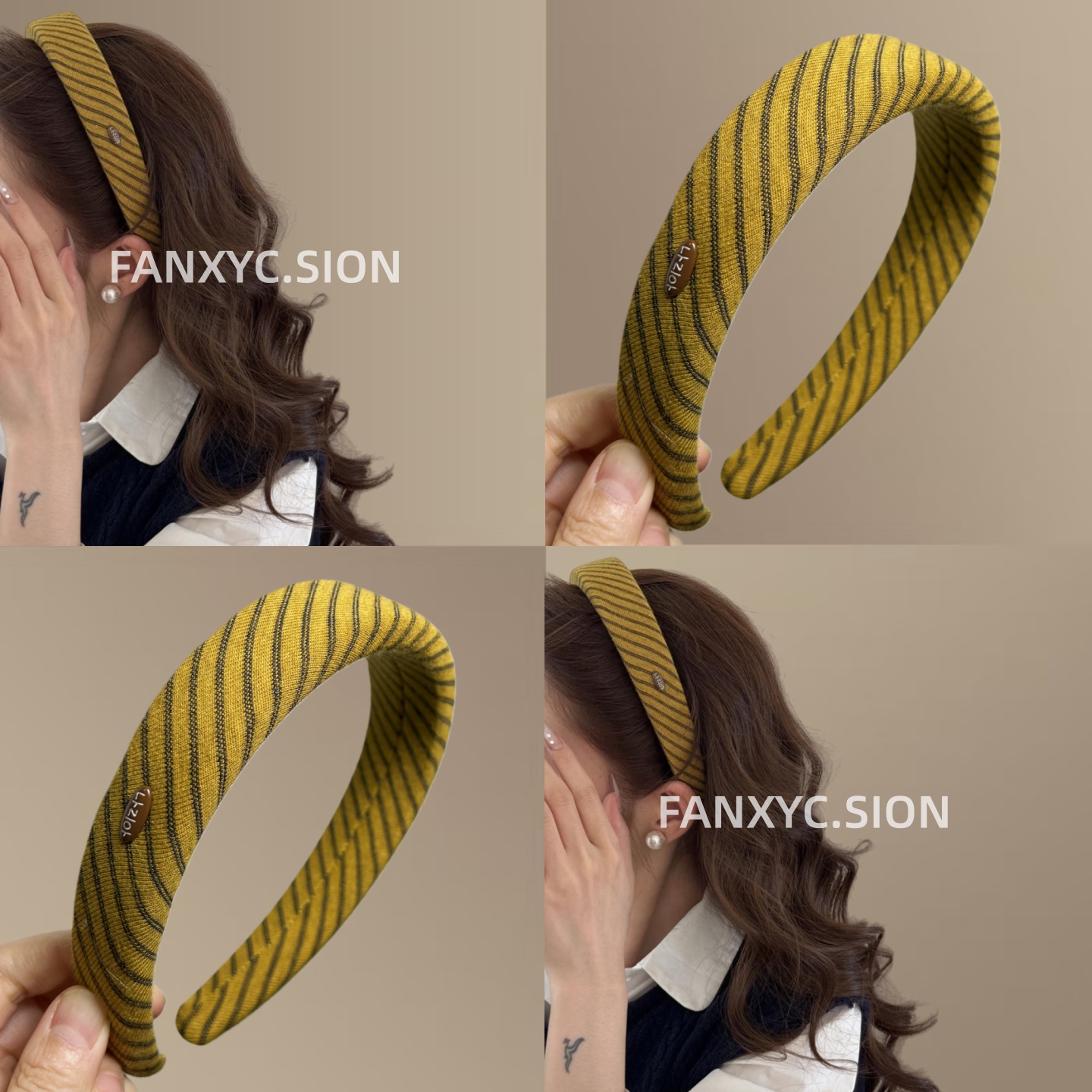 复古韩系秋冬斜纹宽边高颅顶发箍