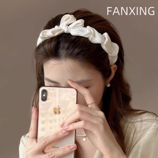 被闺蜜狂问的发箍~气质旅行发卡法式褶皱百搭蝴蝶结发箍女头箍