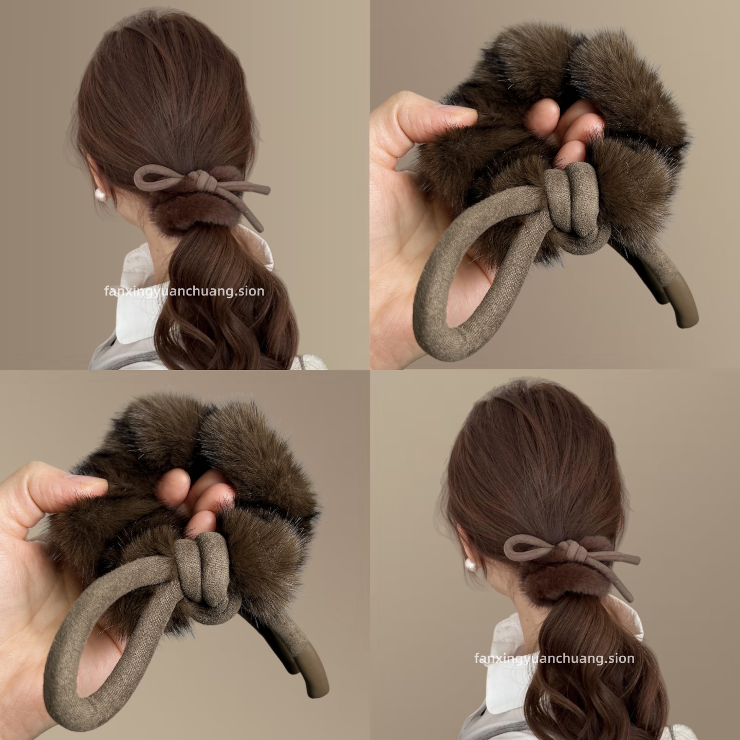 软萌温暖蝴蝶结毛绒大肠发圈耐用