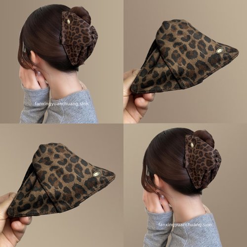 韩版金标豹纹三角抓夹后脑勺