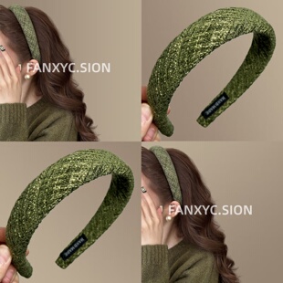 【青芜绿岸】小香风粗花毛呢发箍气质名媛风头箍高颅顶旅行发卡