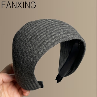 宽边发箍女款外出百搭高颅顶压发头箍带齿防滑针织发带秋冬头饰