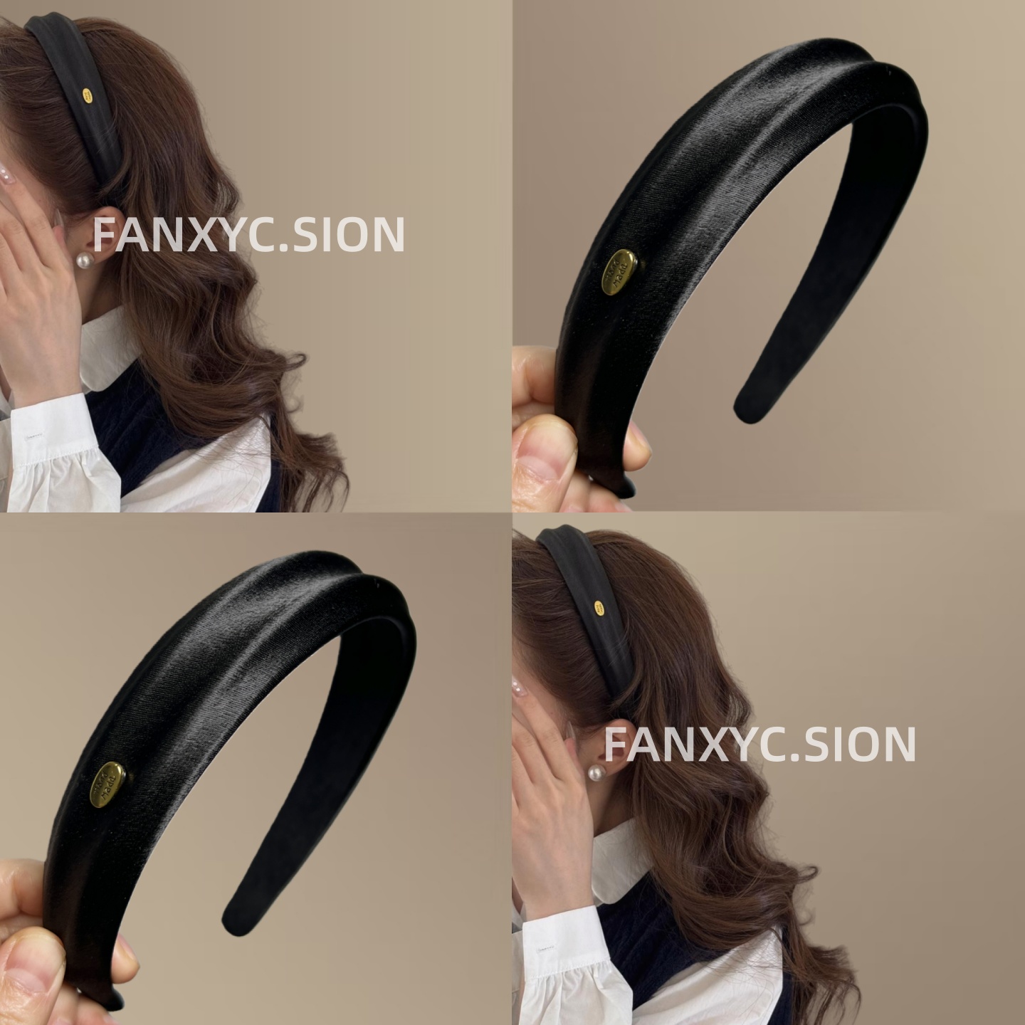 韩国秋冬新款金标丝绒布艺发箍