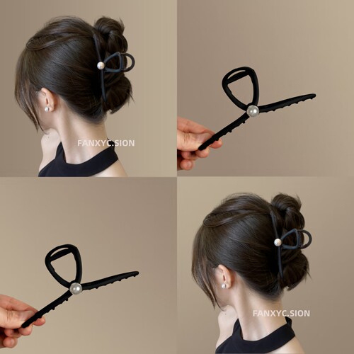 金属磨砂珍珠抓夹女大号发量多发夹后脑勺旅行发卡发夹鲨鱼夹