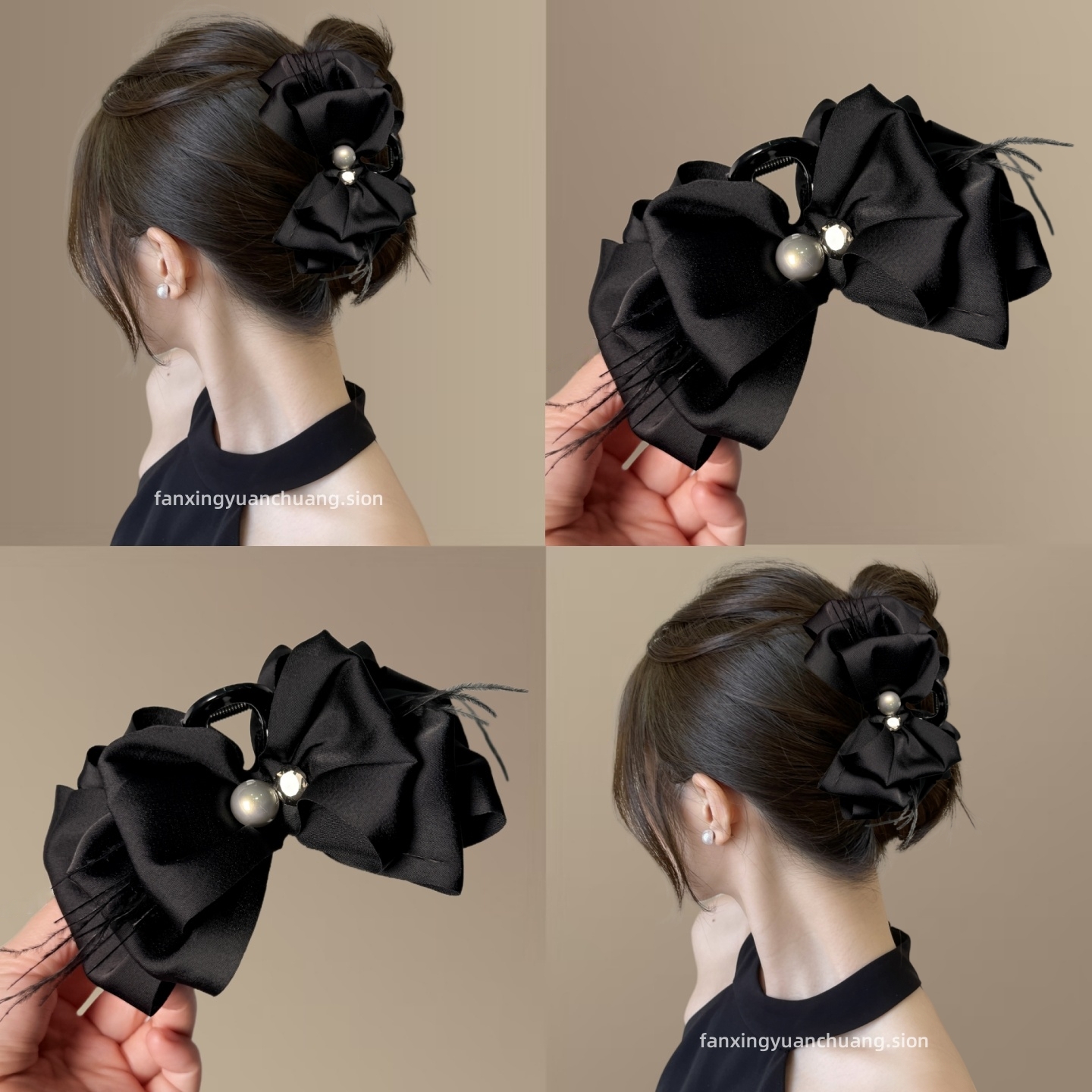 2025新款高级感网纱抓夹女后脑勺盘发夹子显发量发卡头饰发饰头饰