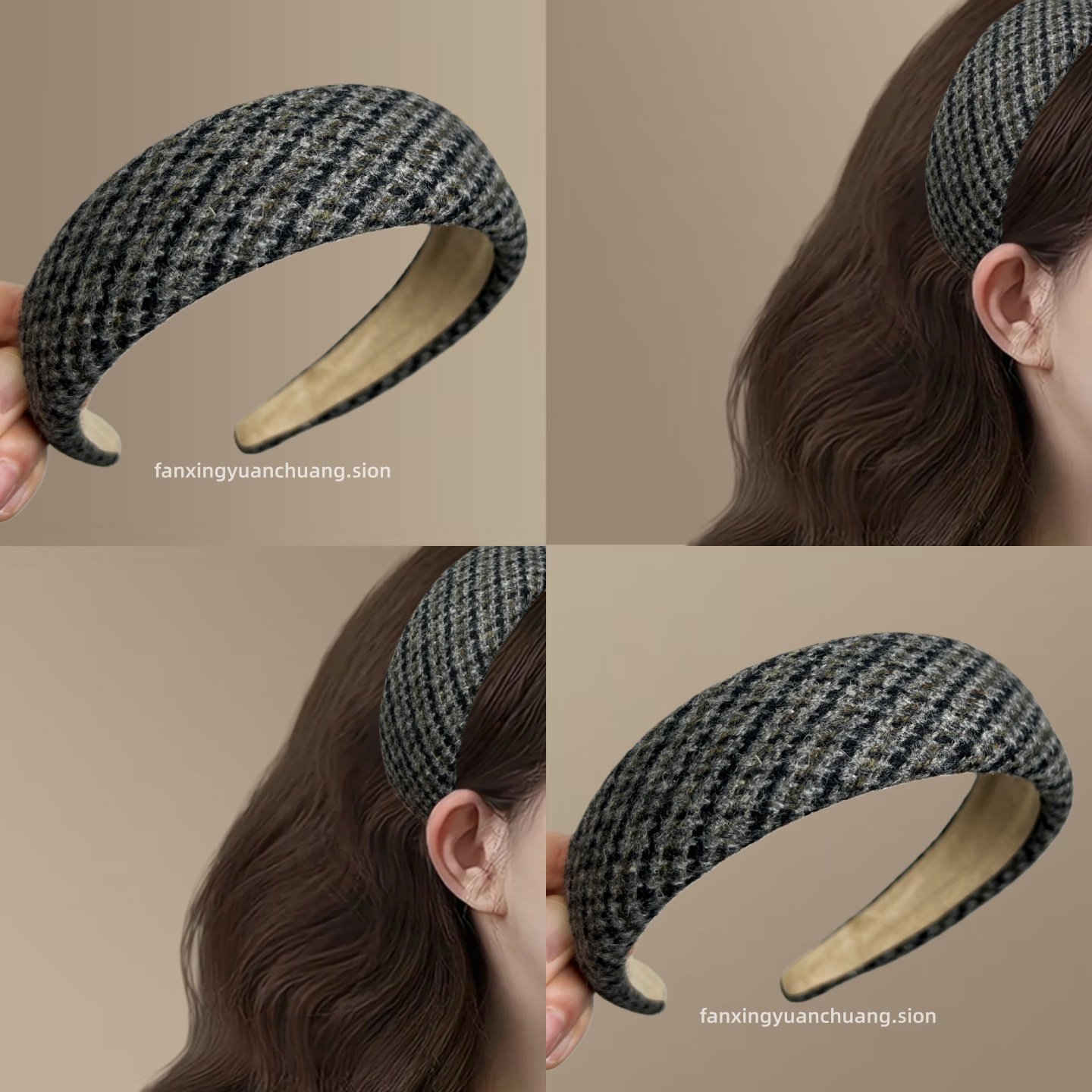 秋冬绒布宽版海绵发箍高颅顶
