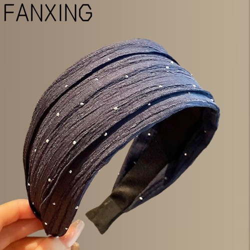 高级感褶皱宽边细闪发箍时尚气质