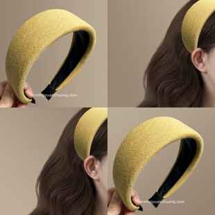 【清新柠檬黄】秋冬复古新设计针织发箍高颅顶洗脸头箍气质百搭