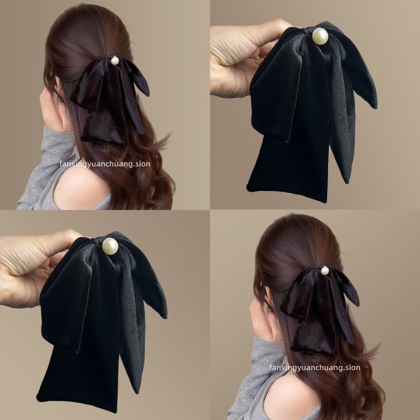 小香风秋冬新款丝绒马尾夹