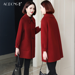 新款高端双面零羊绒大衣女中长款韩版羊毛呢子小个子妈妈外套秋冬