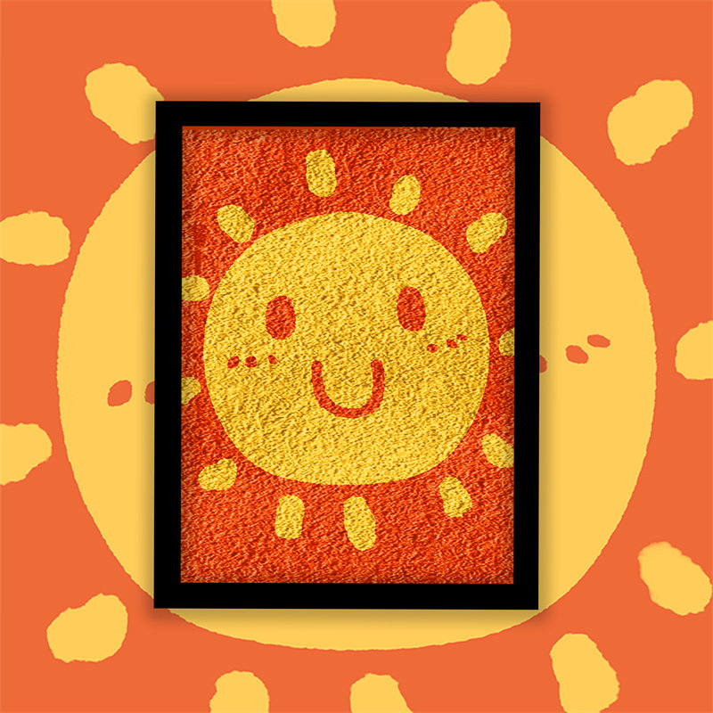 天空与动物 彩虹 太阳 雨云 柯基 柯尔鸭 小清新艺术纸浆画