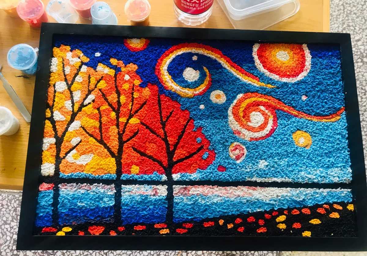 星空下的美景毕业作品环保纸浆画手工diy材料客厅装饰卧室包邮