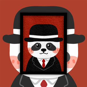 熊猫世界名画海报DIY手工环保纸浆画室内客厅简易卡通装饰画包邮