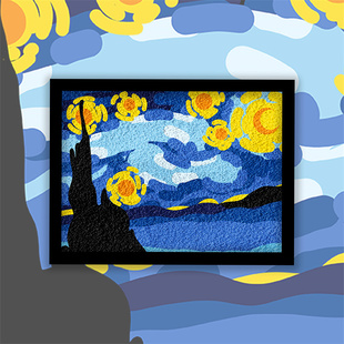 山水艺术室内装饰画星空冲浪里神奈川青山晚霞艺术diy手工纸浆