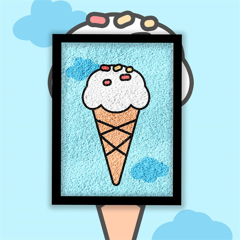 可爱冰激凌麦旋风甜筒雪糕冰棒卡通化形象店铺设计商品装饰纸浆画