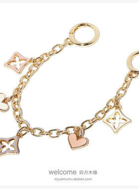 彩色爱心素紫色滴胶装饰挂件浅金色圆圈扣头挂链包配饰链条包挂链