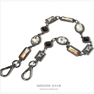 枪黑包链玻璃钻饰链条包包链子配件链条包带晚宴包链包带提手
