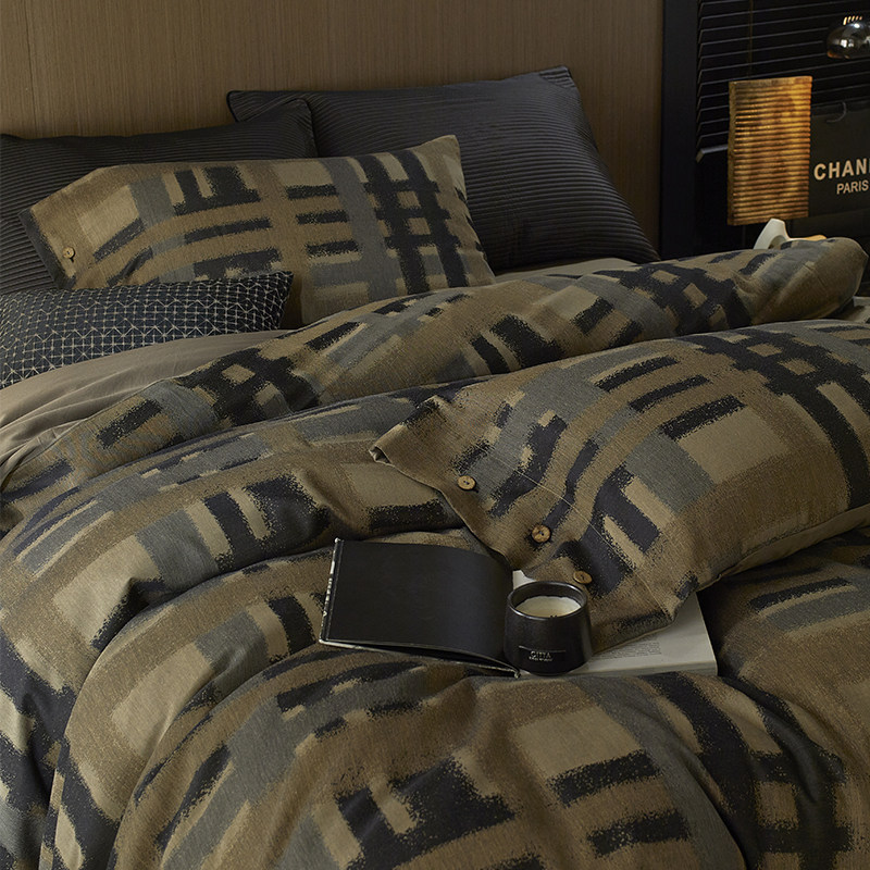 高档100S长绒棉四件套亲肤裸睡全棉床单被套简约轻奢美式床上用品