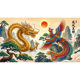 中式 饰画二龙戏珠壁画卧室无框画自粘贴画 龙凤呈祥装