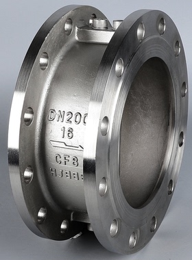 304316不锈钢蝶形法兰止回阀H46W-PN16双瓣法兰单向阀逆止阀