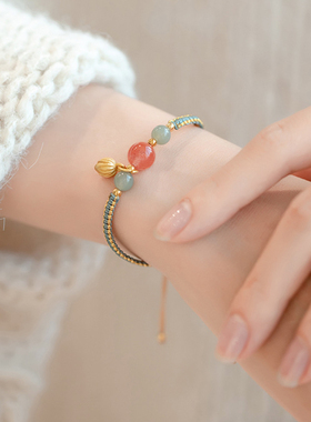 原创设计玛瑙莲花转运珠手链百搭