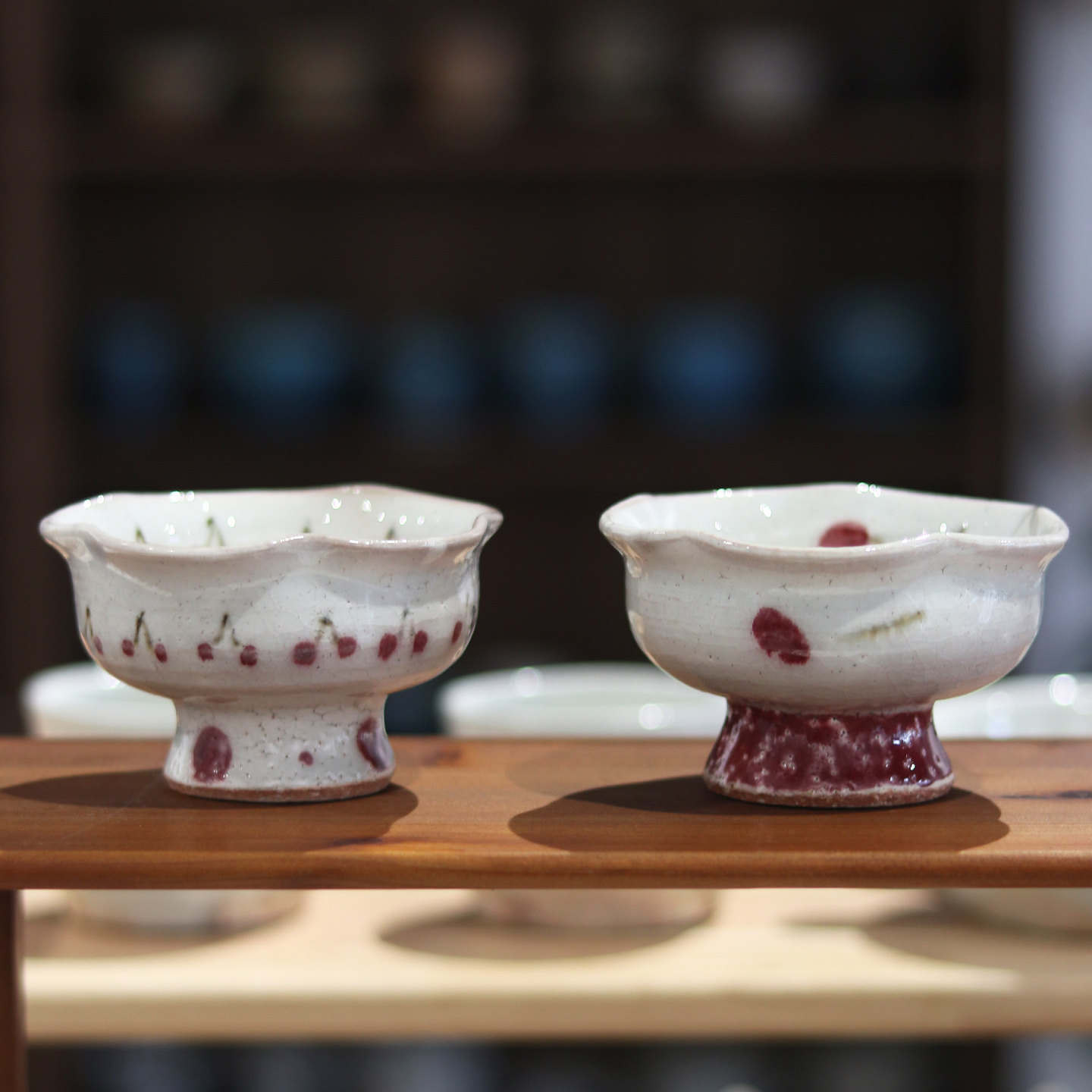 日本原装进口信乐烧手作粗陶樱桃小碗冰裂纹日式家用甜品盘