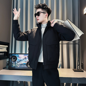 F226-P138 控178 社会小伙立领棉衣外套潮流修身棉服男 黑1图片