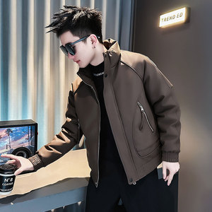 F214-P148 控198 社会小伙立领皮棉衣外套潮流修身棉服男 黑1图片