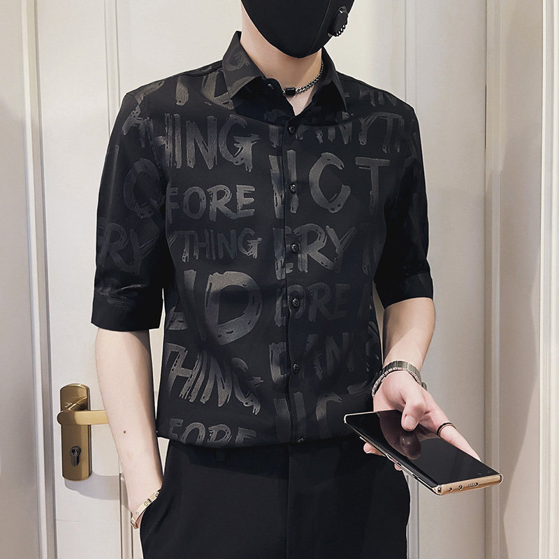 C217-P58控78夏季男时尚短袖衬衫潮流男小伙衬衣白1,男装T恤,电商A346