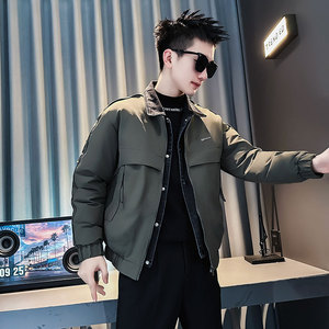 F222-P148控198社会小伙立领棉衣外套潮流修身棉服男军绿1