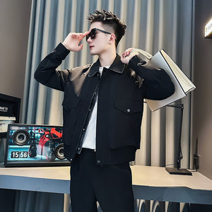 J245-P108控148 秋冬新款社会小伙店主风潮男夹克外套 灰紫1图片