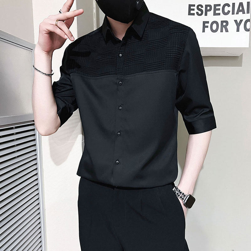 C249-P58控89夏季男时尚短袖衬衫潮流男小伙衬衣白4,男装T恤,电商A346