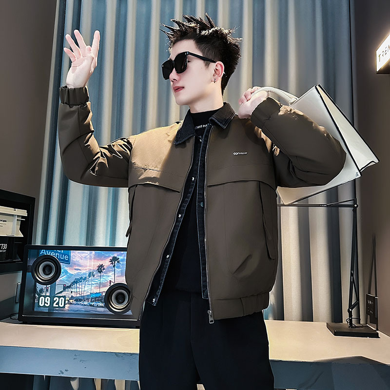 F222-P148控198社会小伙立领棉衣外套潮流修身棉服男军绿1,男装棉衣,电商A346