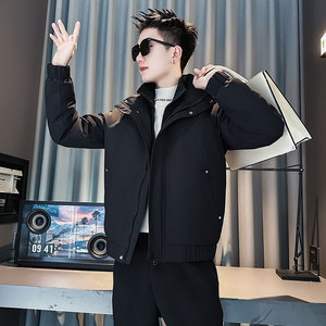 F215-P148 控198 社会小伙立领棉衣外套潮流修身棉服男 黑1图片