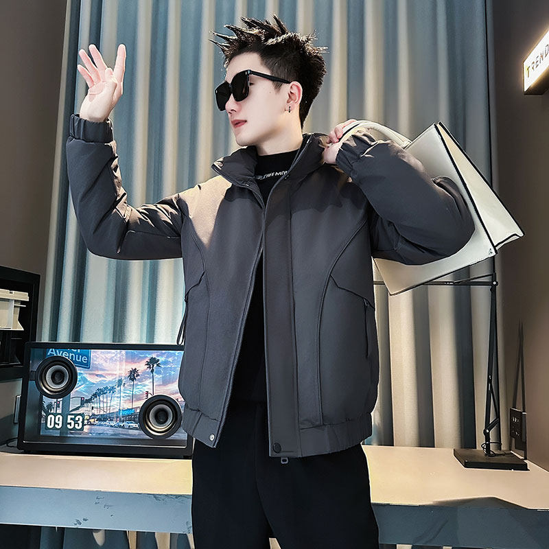 F216-P138控188社会小伙立领棉衣外套潮流修身棉服男灰1,男装棉衣,电商A346