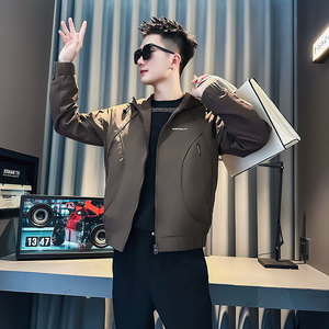 J236-P98控138 秋装新款社会小伙店主风潮男夹克外套 咖1图片