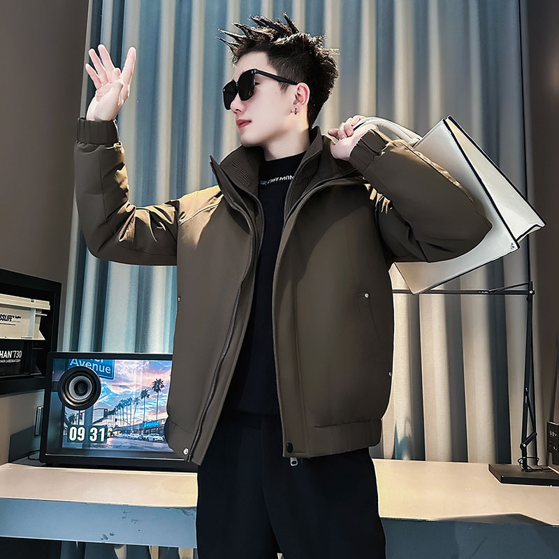 F215-P148控198社会小伙立领棉衣外套潮流修身棉服男咖1,男装棉衣,电商A346