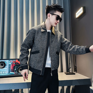 J259-P128控168 秋冬新款社会小伙店主风潮男夹克外套 黑1图片