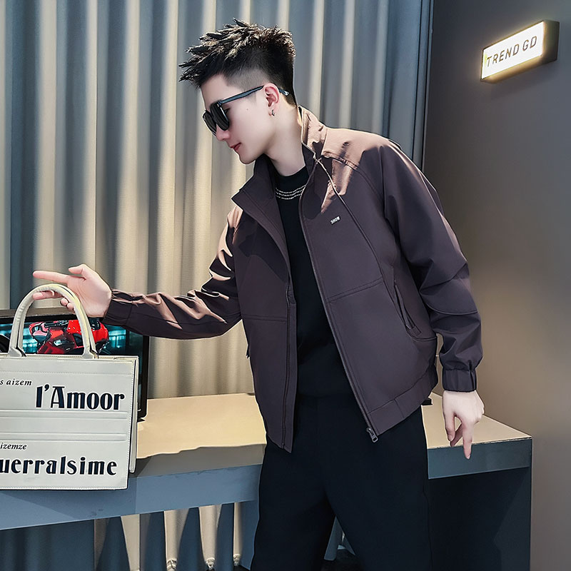 J250-P98控138 秋冬新款社会小伙店主风潮男夹克外套 紫1