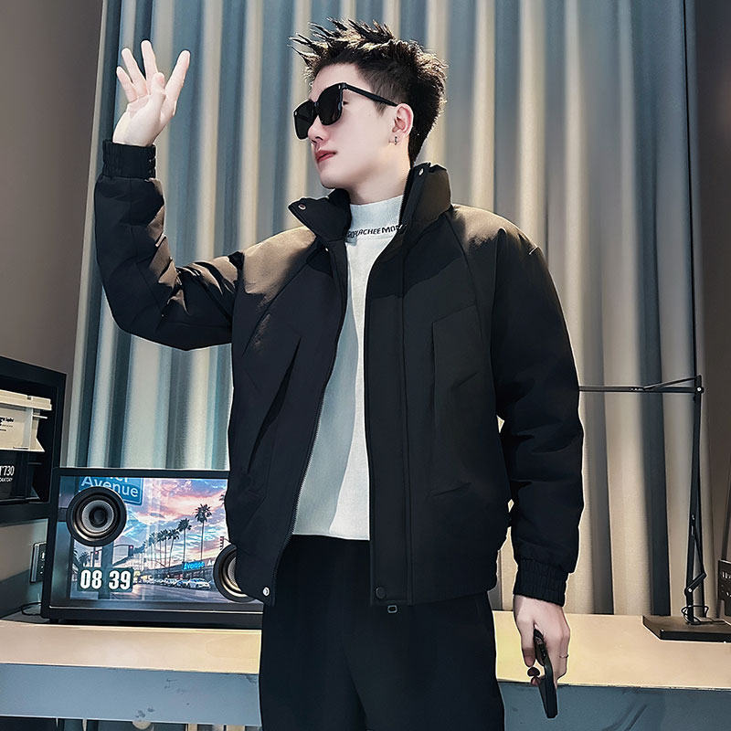 F220-P138控188社会小伙立领棉衣外套潮流修身棉服男黑1,男装棉衣,电商A346