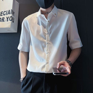 C251-P58 控89 夏季男时尚短袖衬衫潮流男小伙衬衣 黑4图片