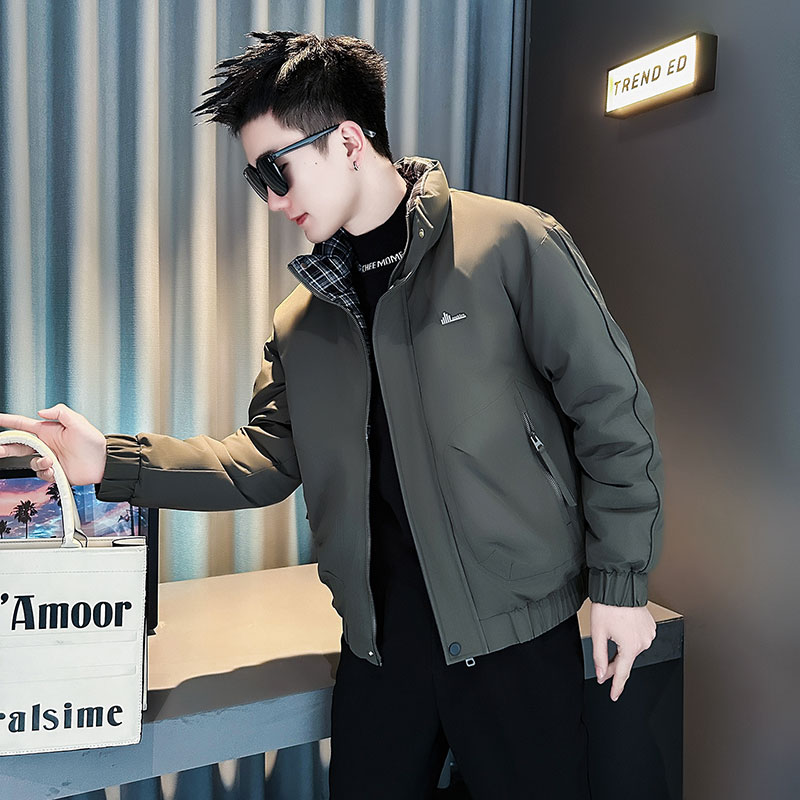 F213-P138控188社会小伙立领棉衣外套潮流修身棉服男军绿1，男装棉衣，电商A346