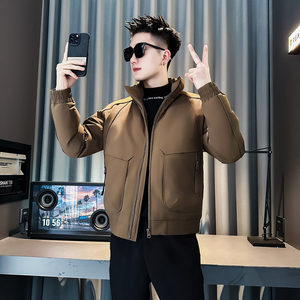F226-P138 控178 社会小伙立领棉衣外套潮流修身棉服男 卡其1图片