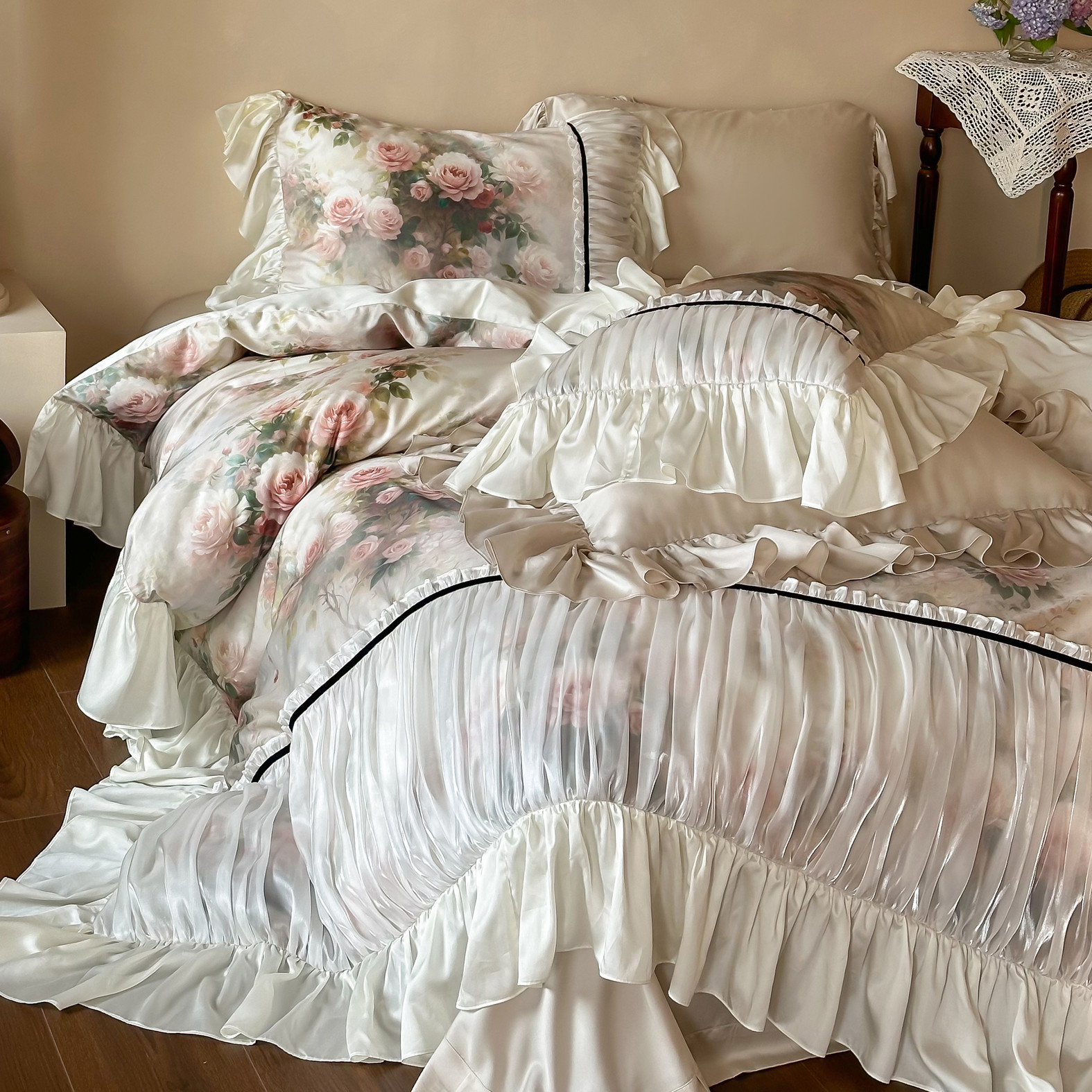 暮染烟岚︱法式复古天丝棉四件套