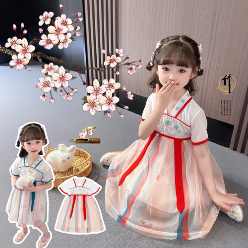中国风旗袍连衣裙小兔子刺绣汉服