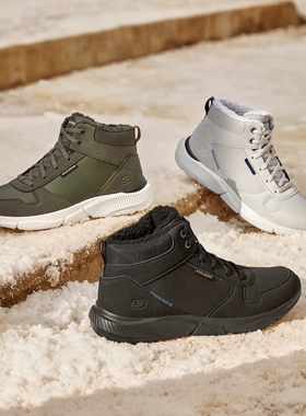 Skechers斯凯奇男鞋2023年秋季新款绑带加绒保暖高帮休闲鞋210788