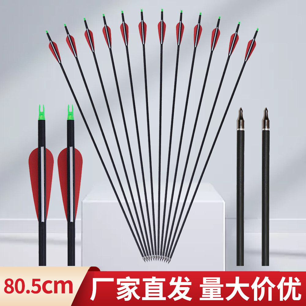 弓箭箭支一打箭头新手练习箭玻纤箭纯碳箭户外射箭射击运动可换头